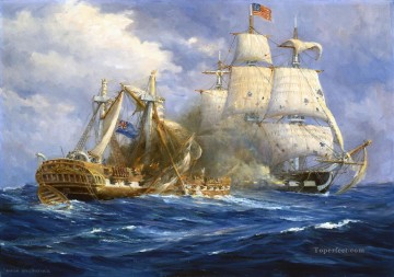 batalla naval a america Pinturas al óleo